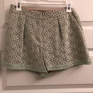 Mint lace shorts